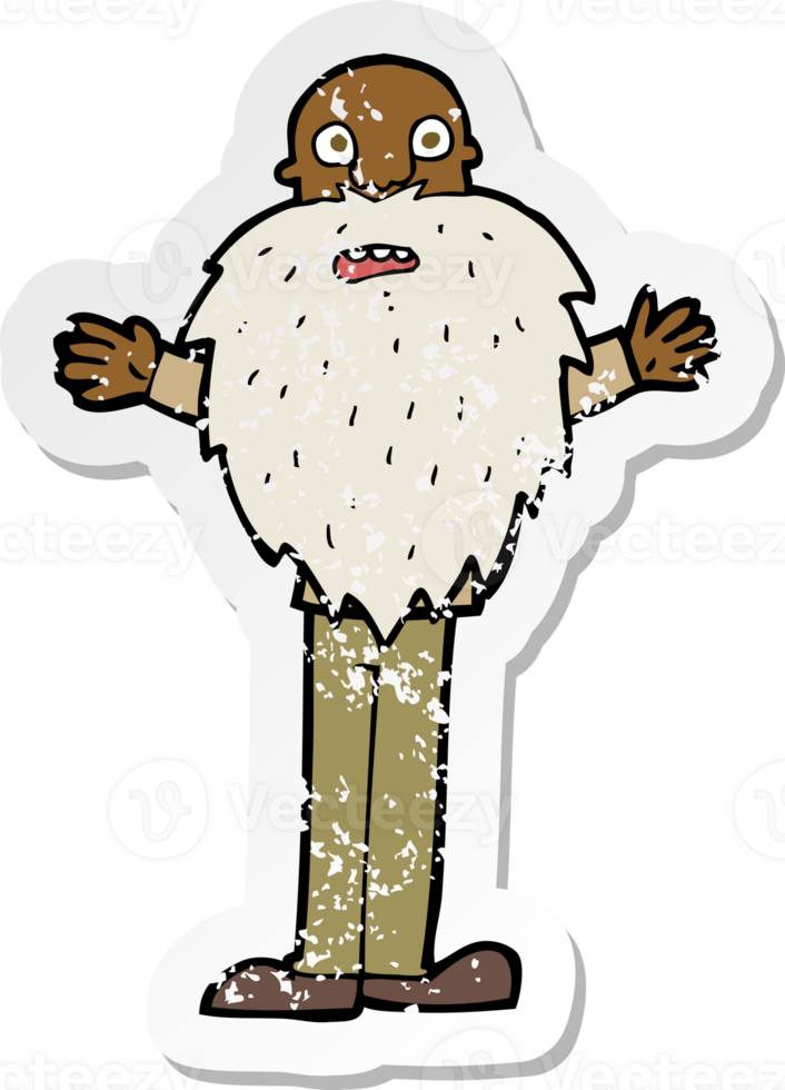 retro distressed sticker of a cartoon bearded old man png