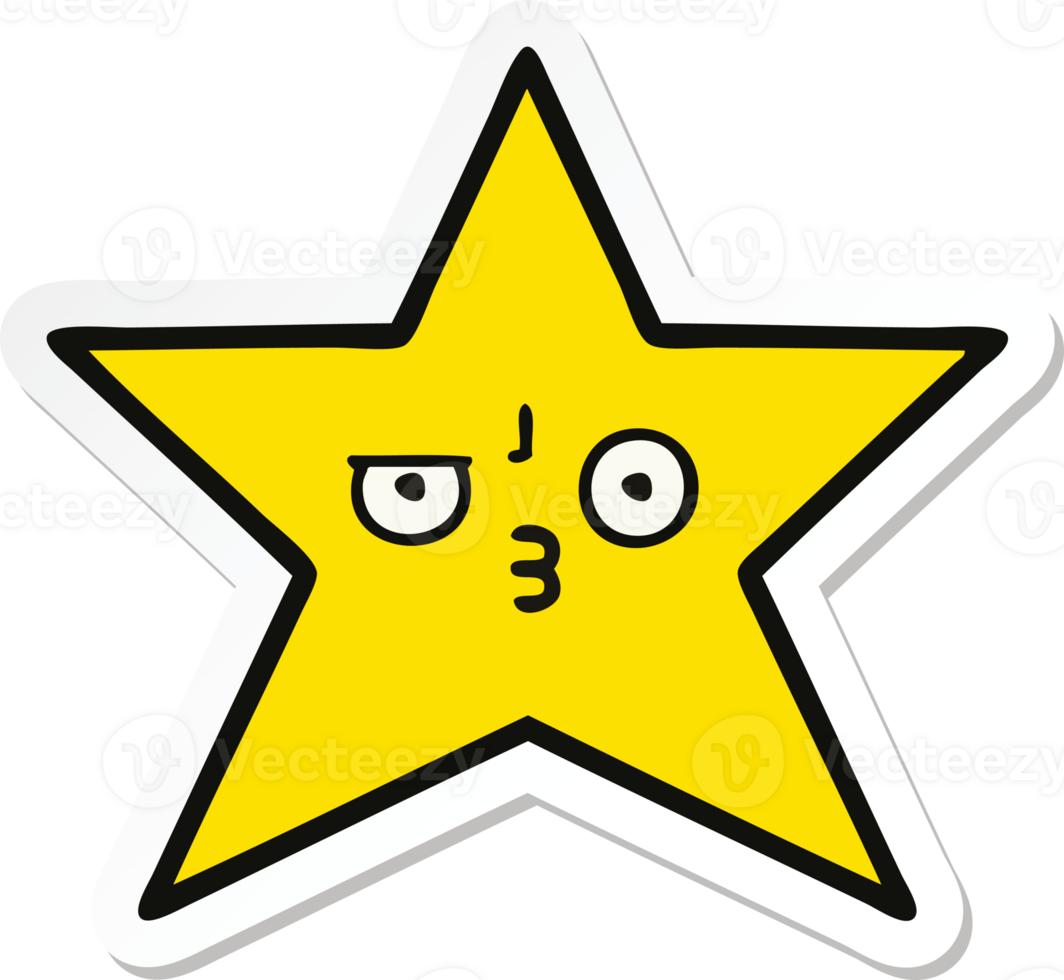 sticker of a cute cartoon gold star png