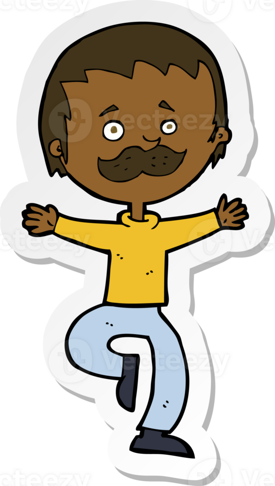 sticker of a cartoon dancing man with mustache png