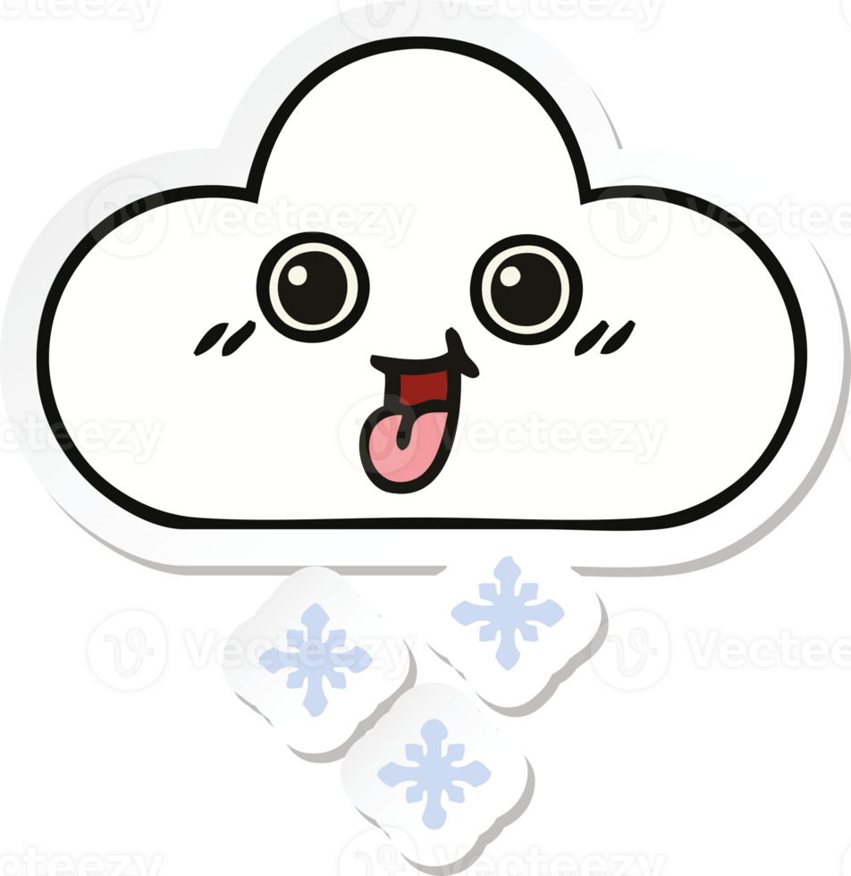 sticker of a cute cartoon snow cloud png