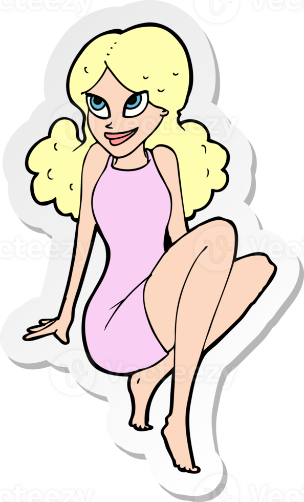 sticker of a cartoon attractive woman posing png