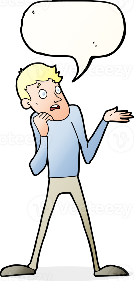 cartoon nervous man with speech bubble png