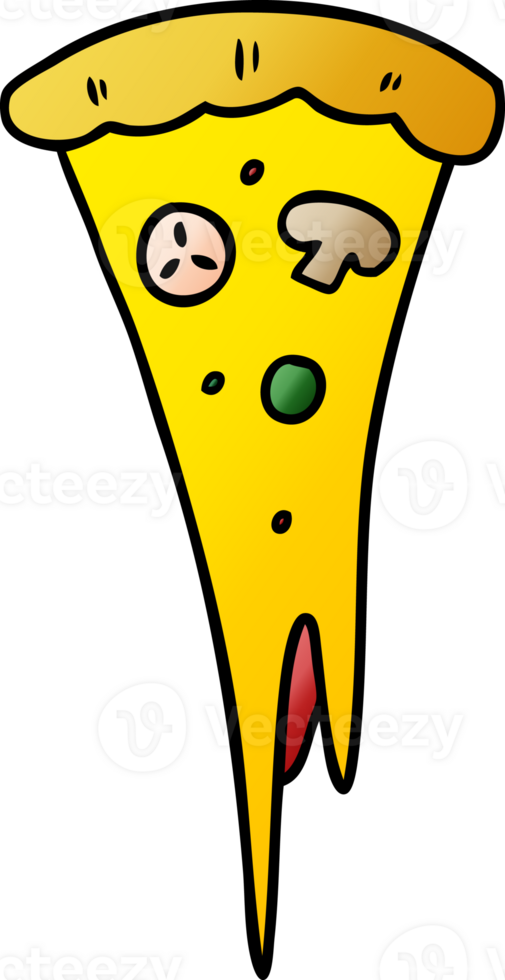 gradient cartoon doodle of a slice of pizza png