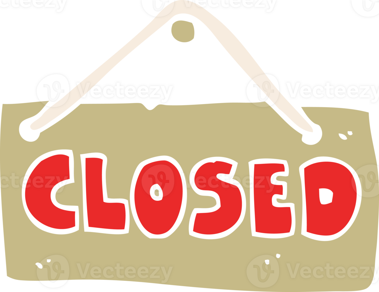 flat color illustration of a cartoon closed shop sign png