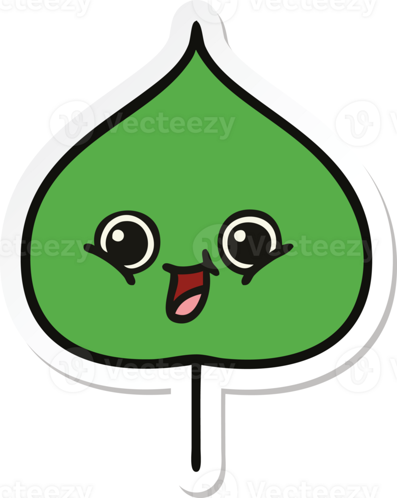 sticker van een schattig cartoon expressief blad png