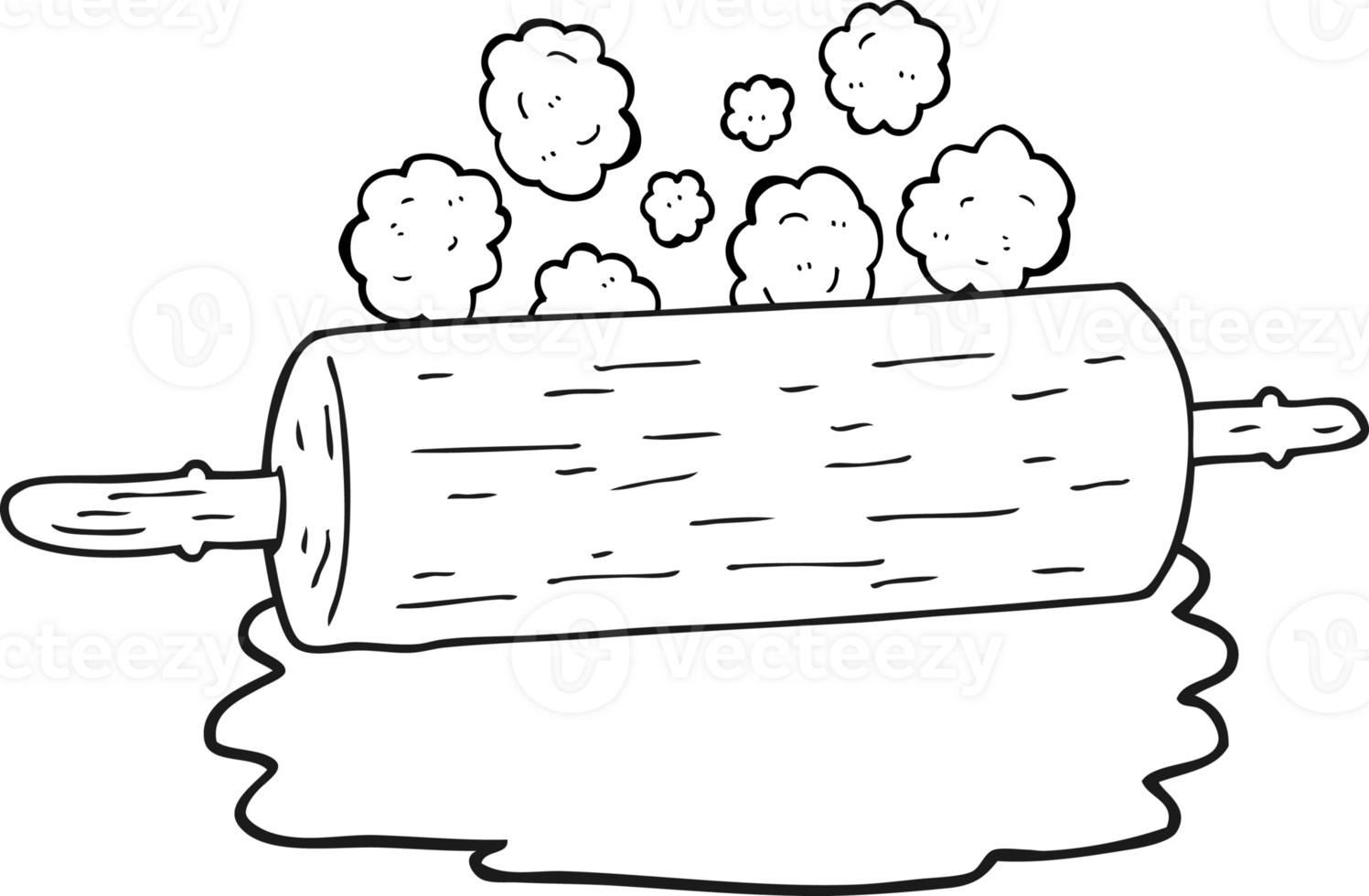 black and white cartoon rolling pin png