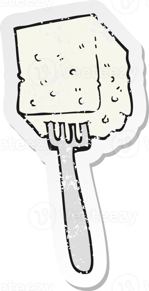 retro distressed sticker of a cartoon tofu png