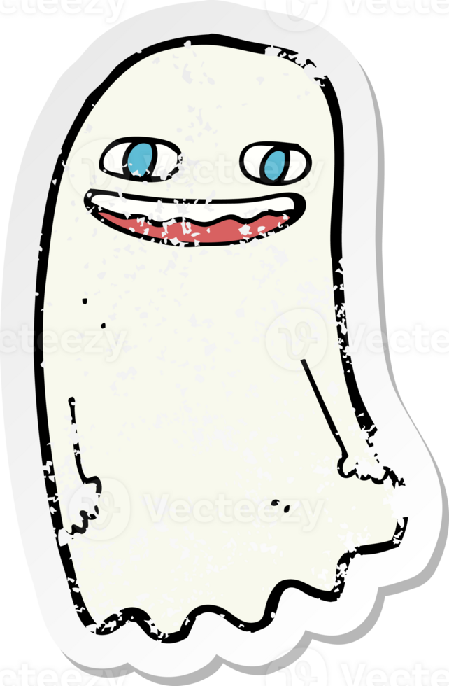 retro distressed sticker of a funny cartoon ghost png