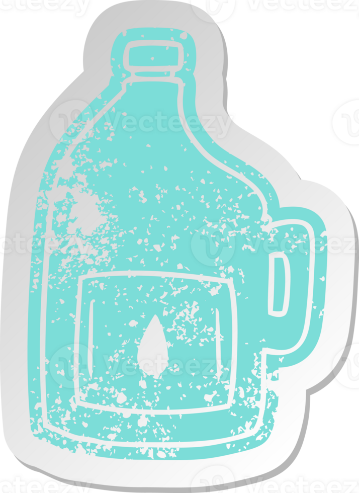 distressed old sticker of a large drinking bottle png