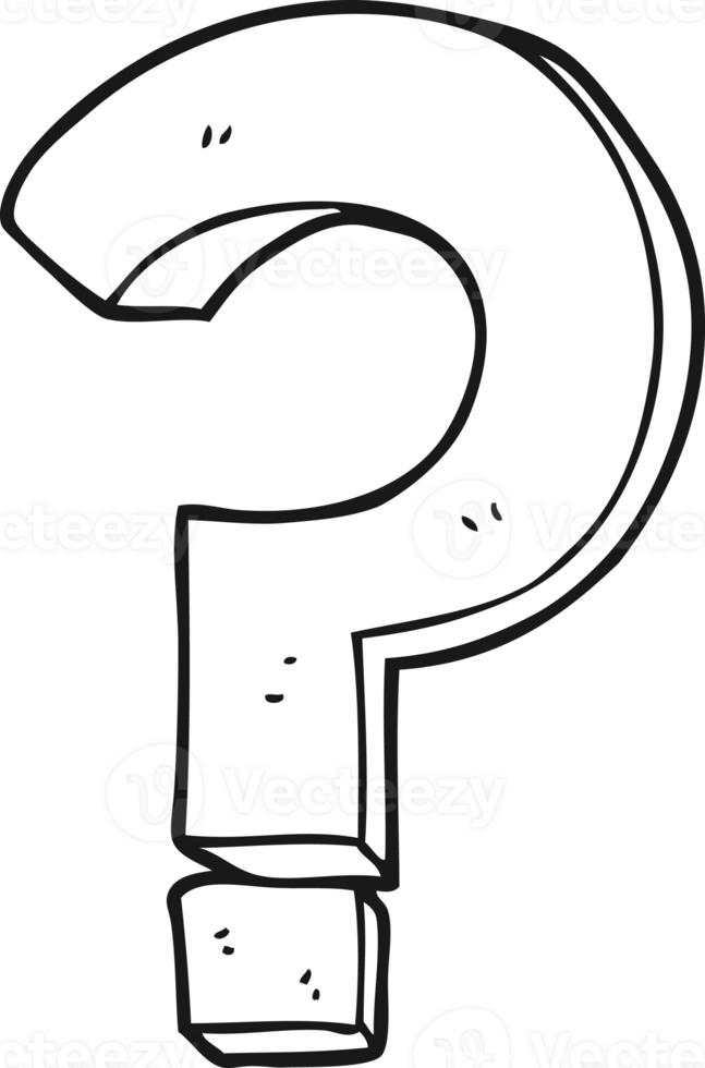 black and white cartoon question mark png