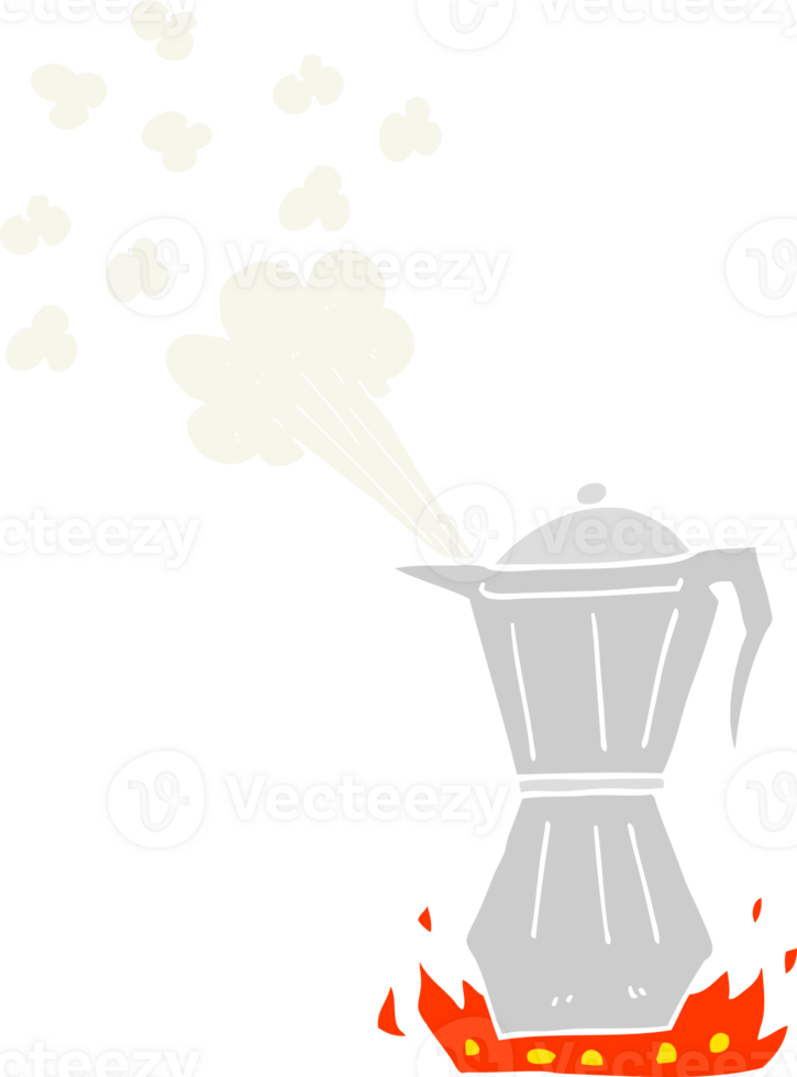 flat color illustration of a cartoon stovetop espresso maker png