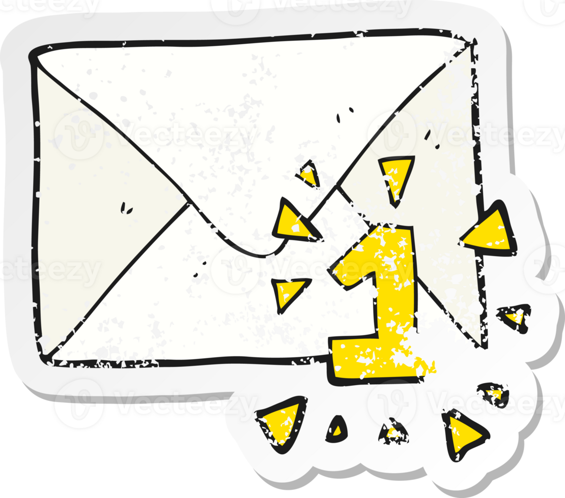 retro distressed sticker of a cartoon email message png