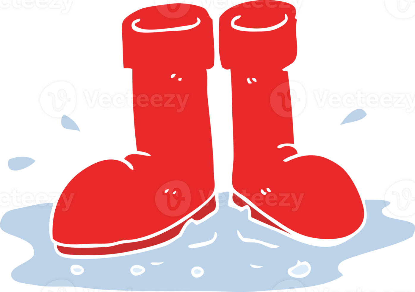 ilustración en color plano de una caricatura de botas wellington en un charco png