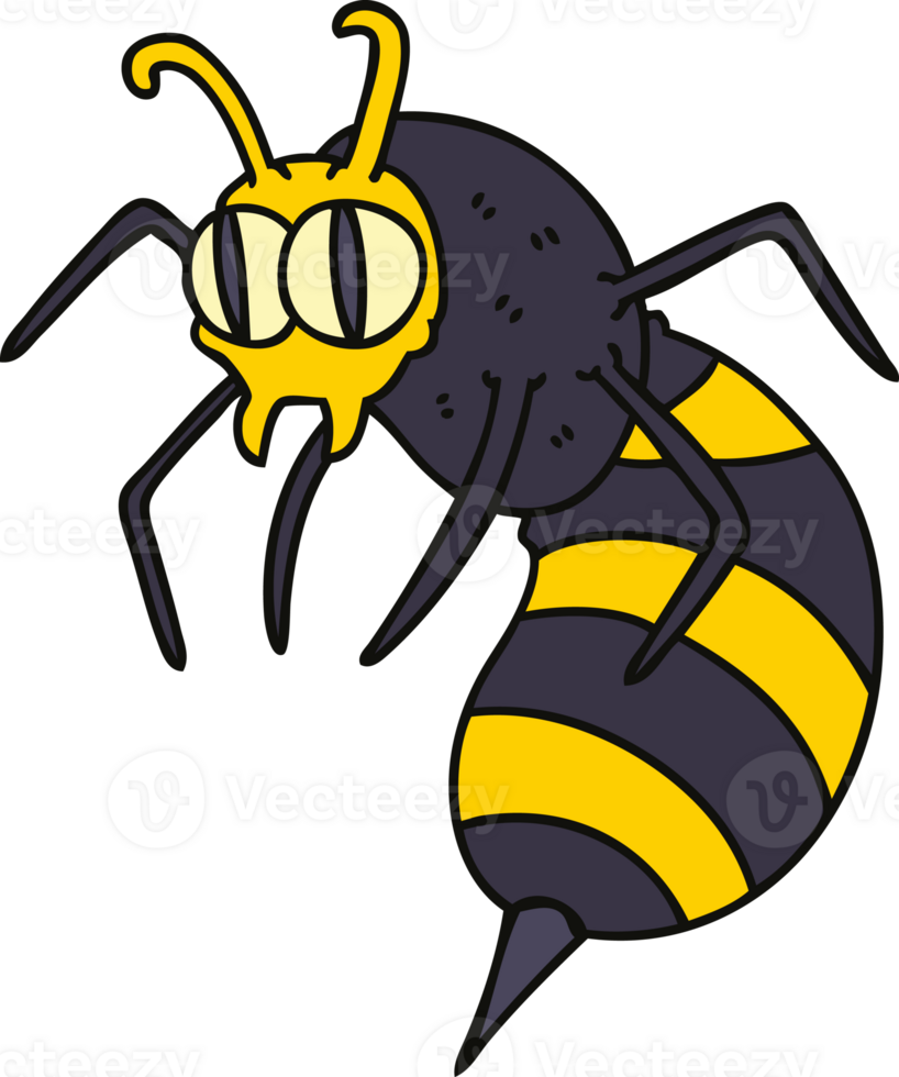 quirky hand drawn cartoon wasp png