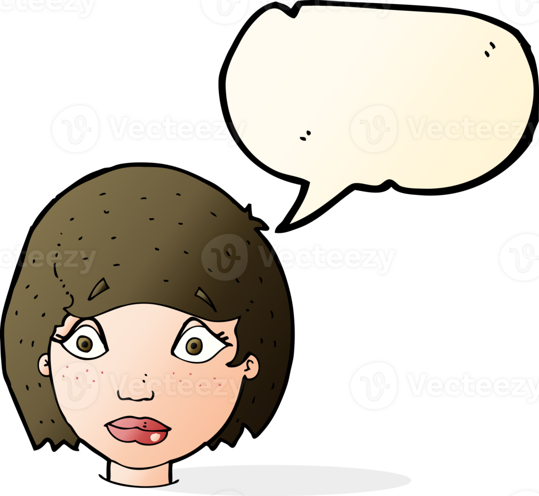 cartoon worried female face with speech bubble png