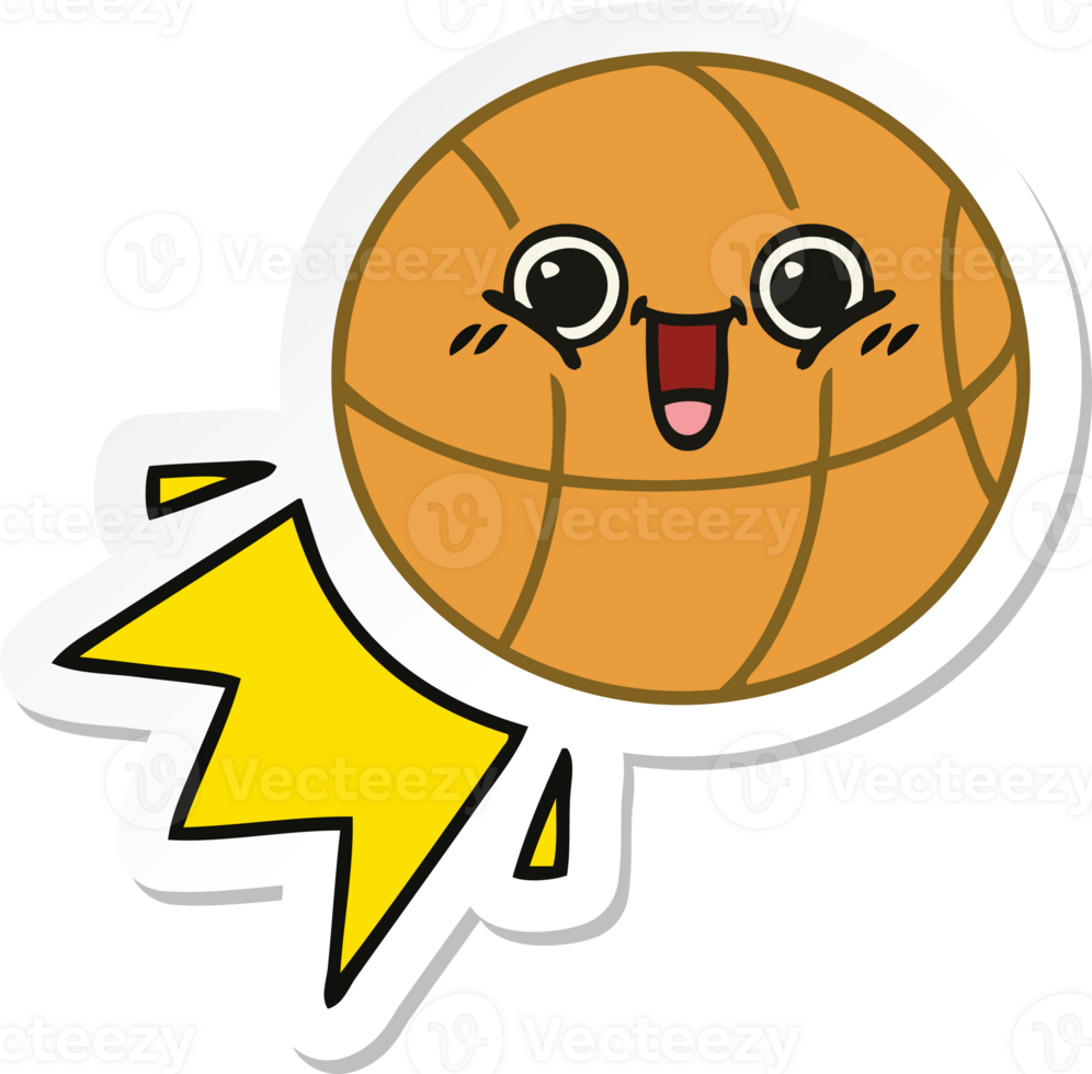 sticker of a cute cartoon basketball png