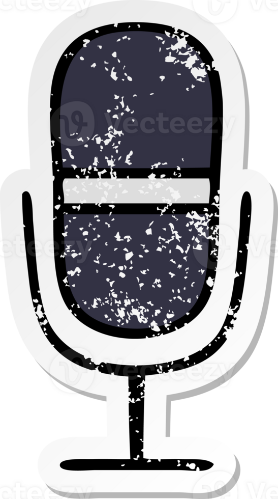 distressed sticker of a cute cartoon radio microphone png