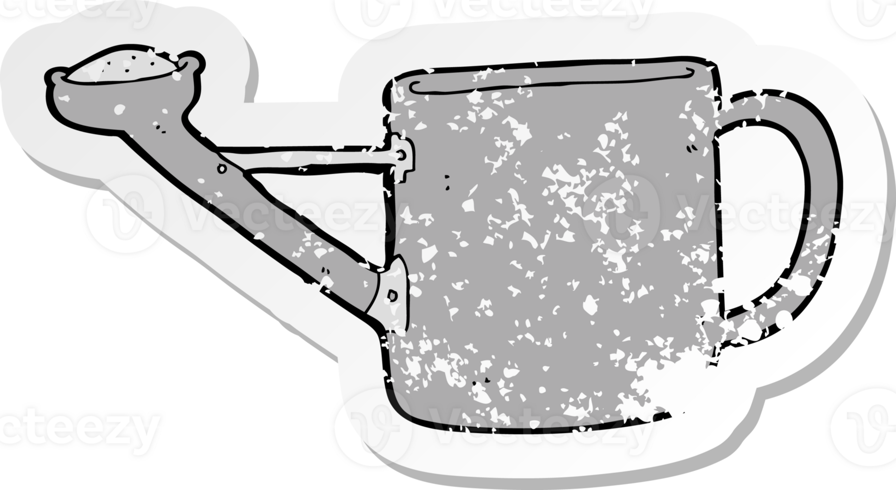 retro distressed sticker of a watering can cartoon png