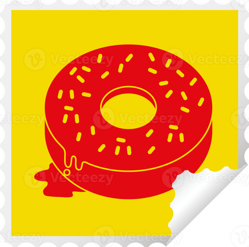 Tasty donut square peeling sticker png