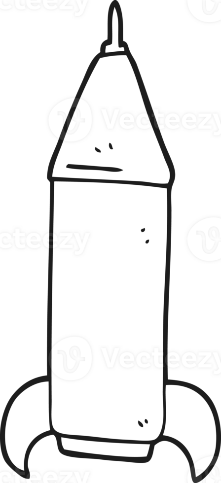 black and white cartoon space rocket png