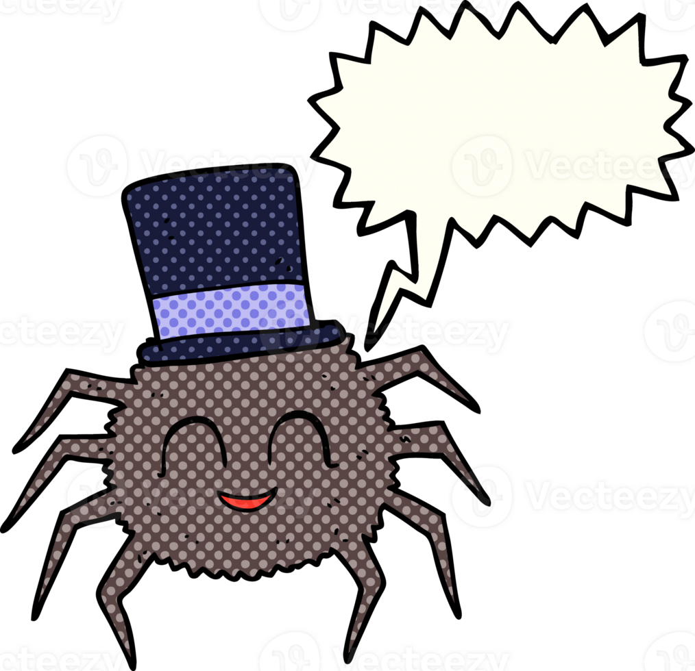 comic book speech bubble cartoon spider wearing top hat png