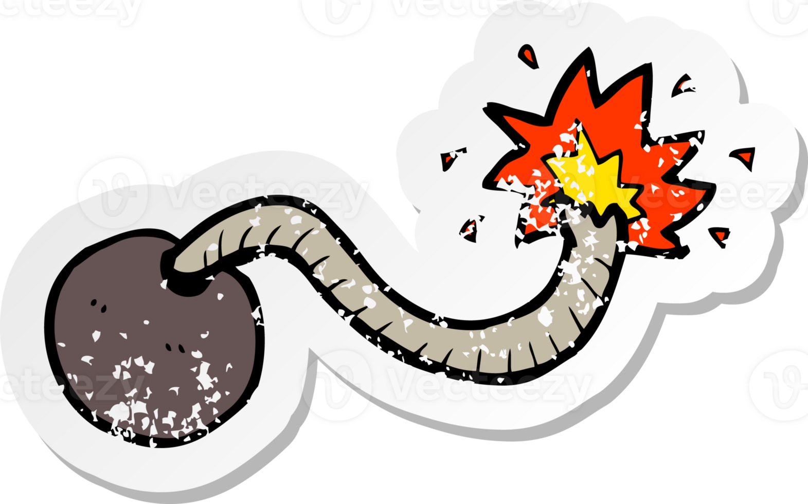 retro noodlijdende sticker van een cartoonbom png