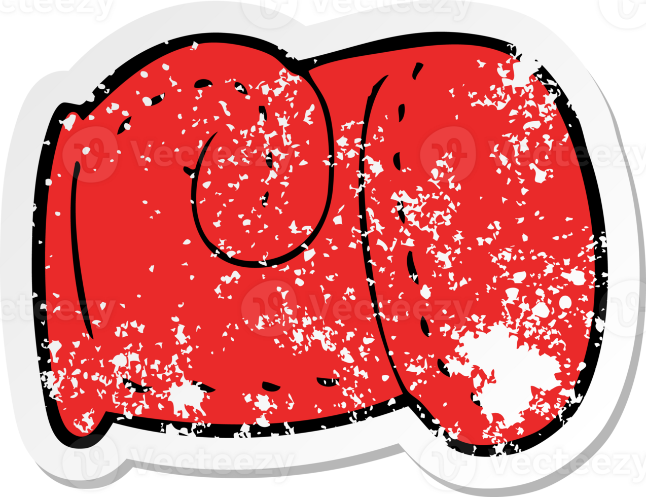 retro distressed sticker of a cartoon boxing glove png