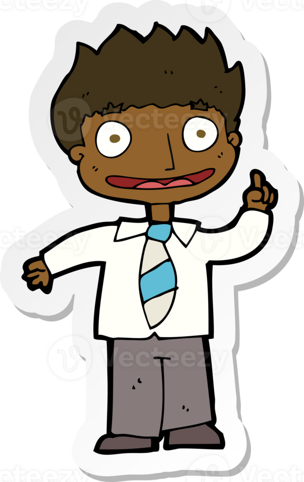 sticker of a cartoon man with idea png