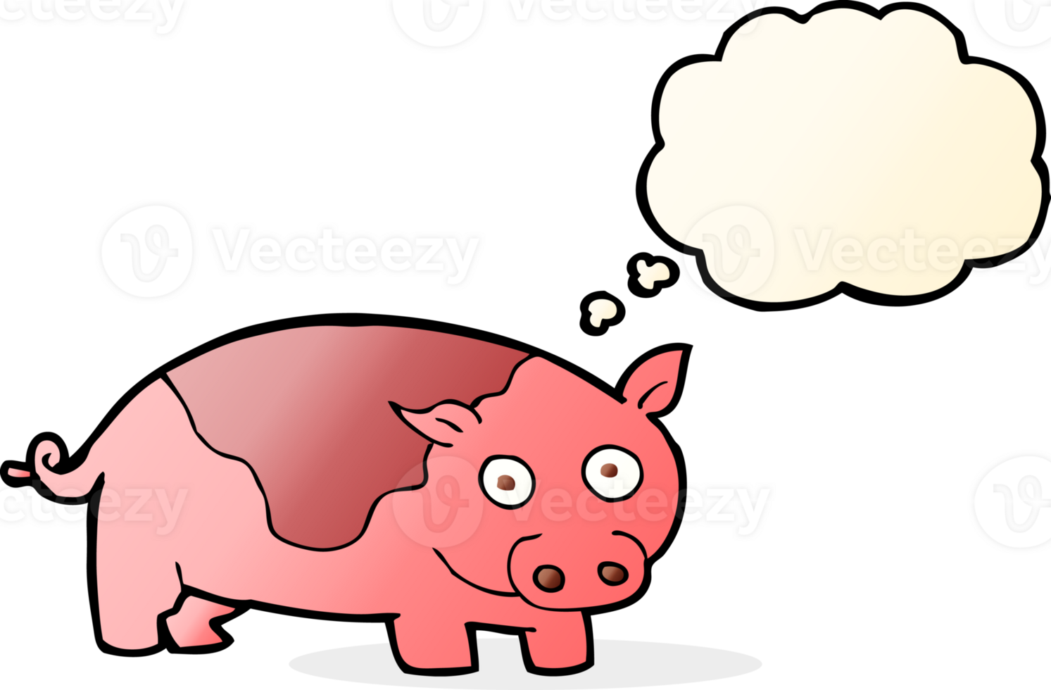 cartoon pig with thought bubble png