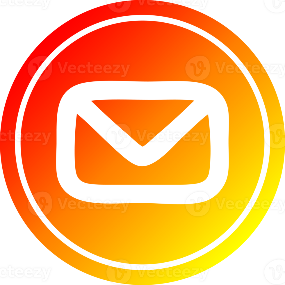 carta de envelope circular no espectro de gradiente quente png