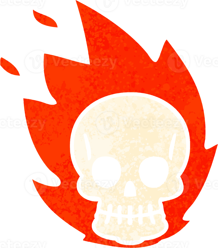 quirky retro illustration style cartoon skull png