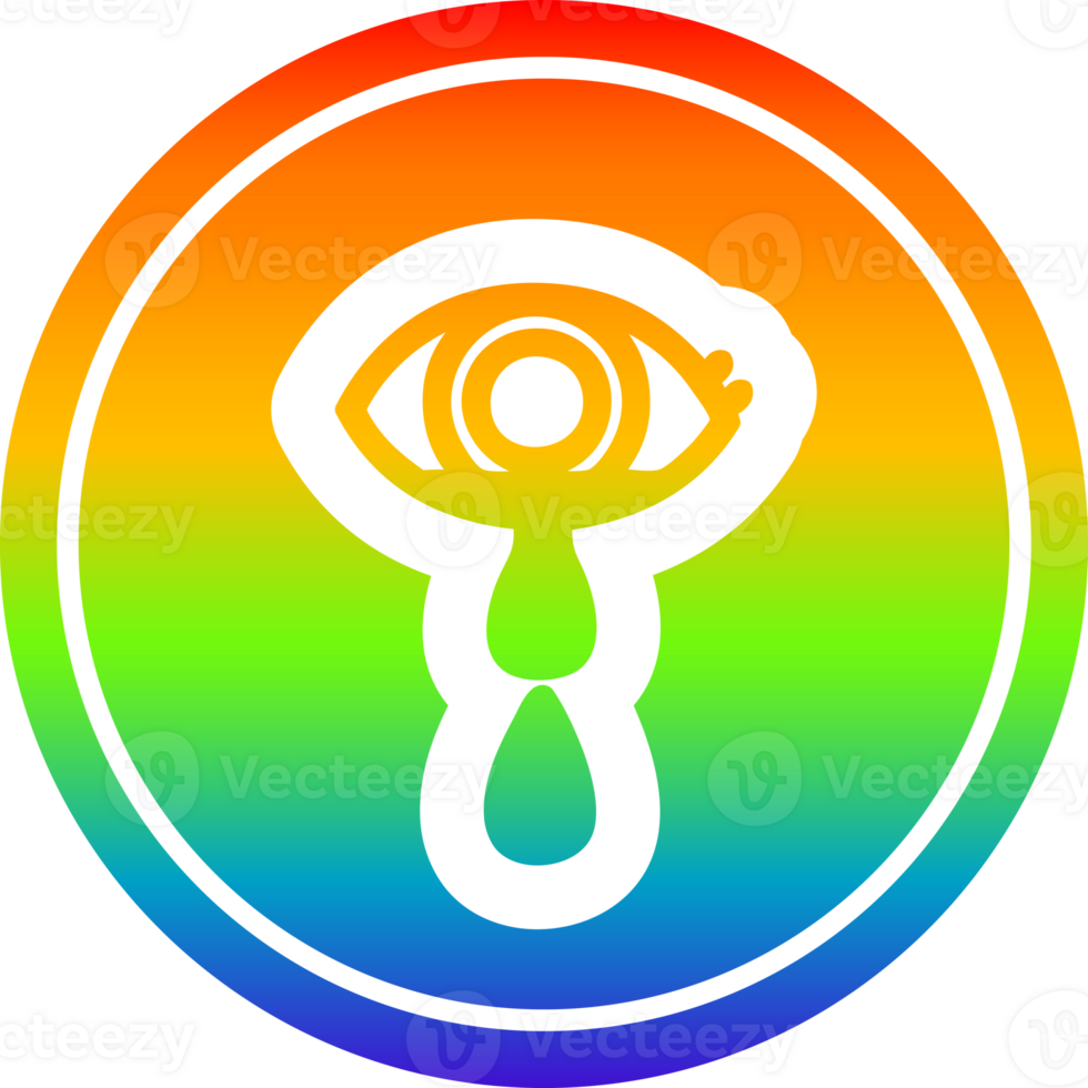 crying eye circular in rainbow spectrum png