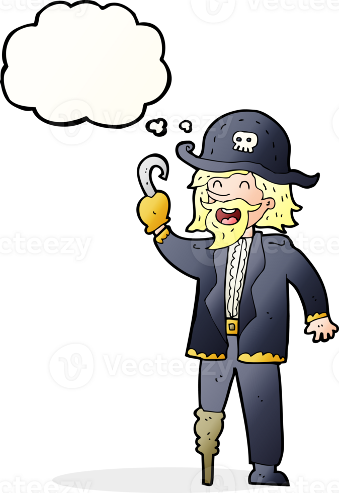 cartoon pirate captain with thought bubble png