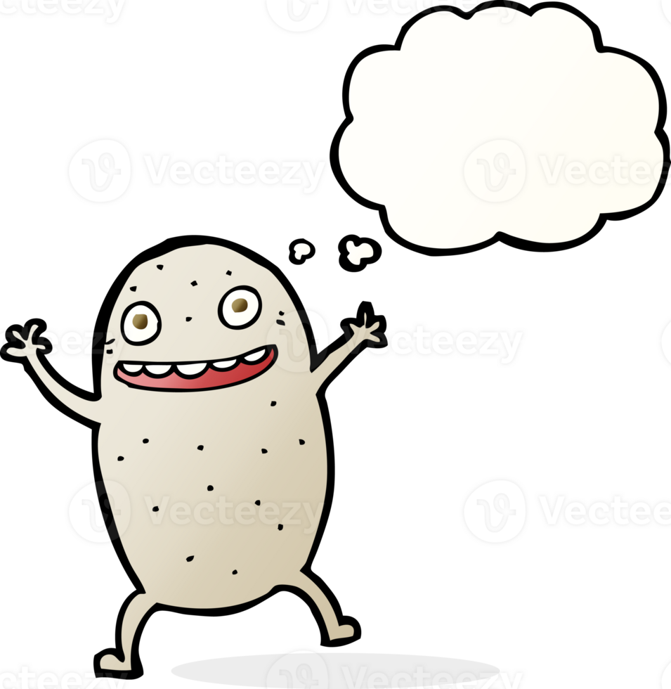 cartoon happy potato with thought bubble png