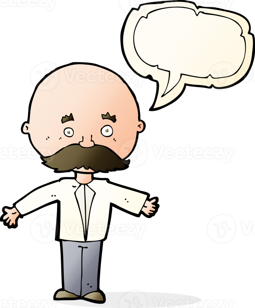 cartoon man with mustache with speech bubble png