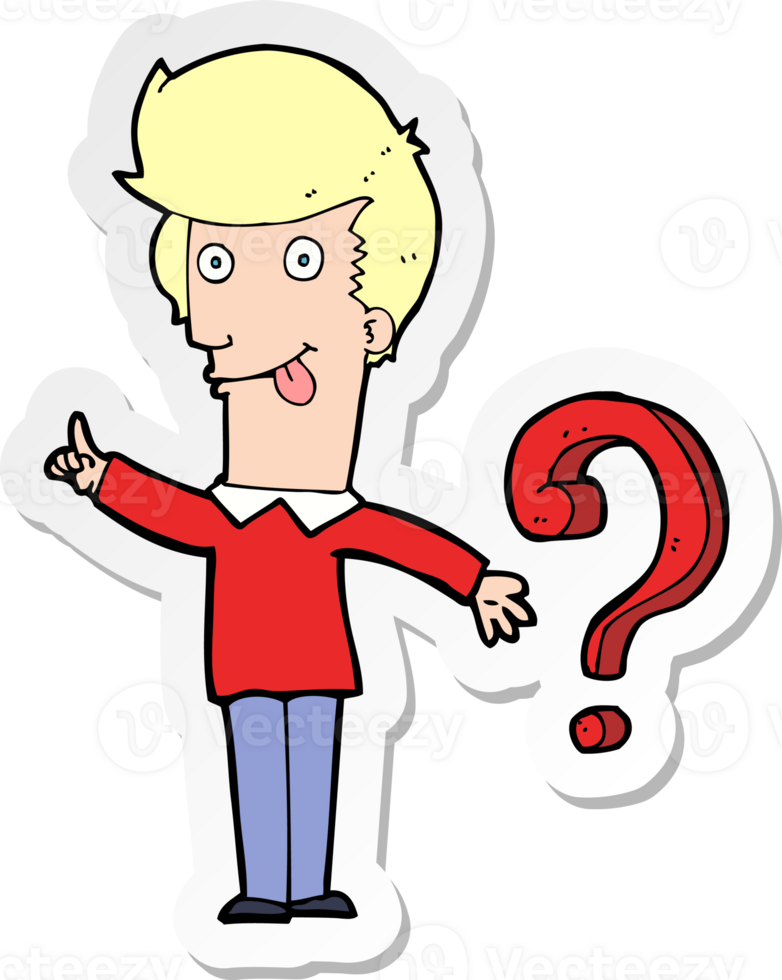 sticker of a cartoon man with question png