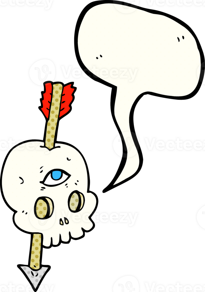 komisk bok Tal bubbla tecknad serie magi skalle med pil genom hjärna png