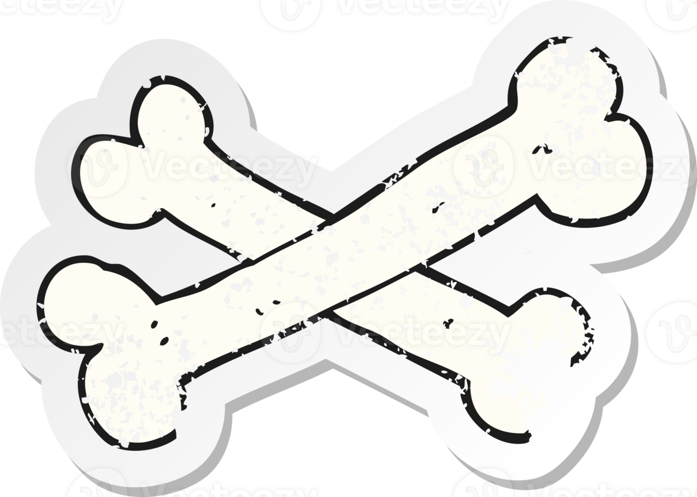 retro distressed sticker of a cartoon bones png