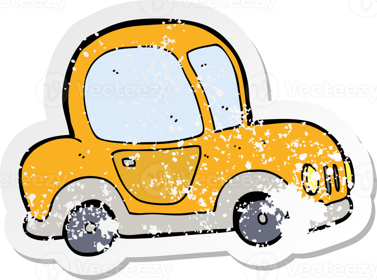 retro distressed sticker of a cartoon car png