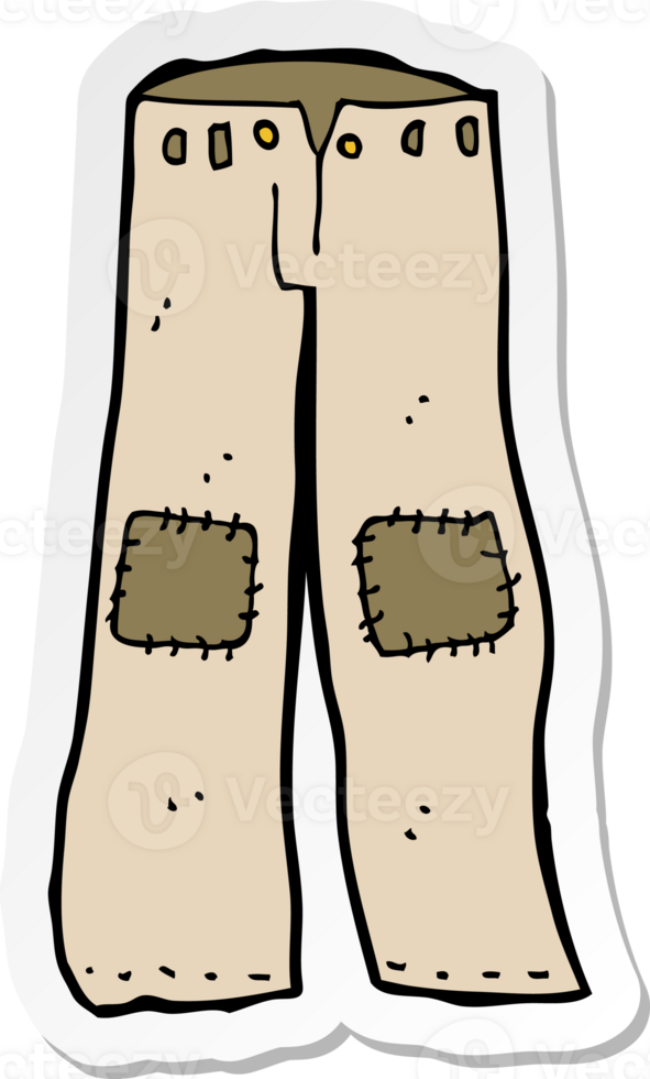 sticker of a cartoon patched old pants png