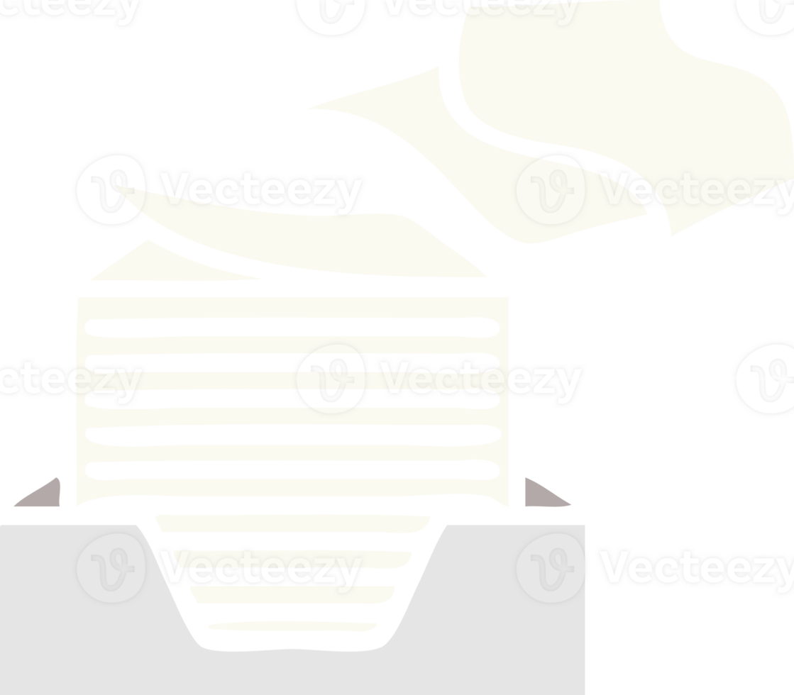 flat color retro cartoon stack of office papers png
