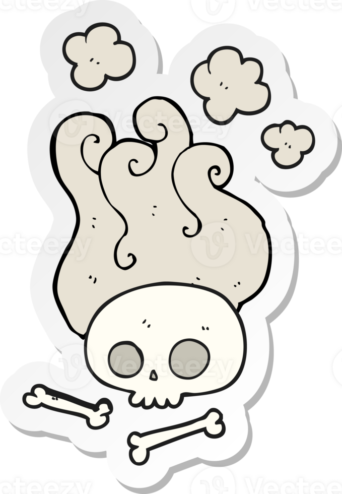 sticker of a cartoon skull and bones png