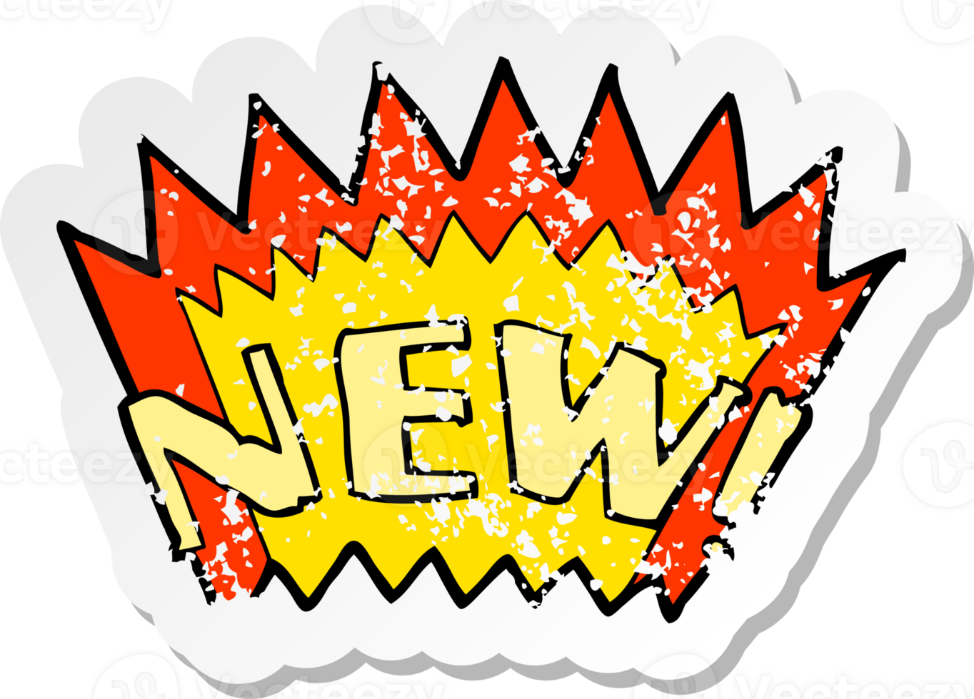 retro distressed sticker of a cartoon new symbol png