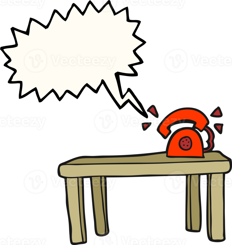 speech bubble cartoon phone ringing on desk png