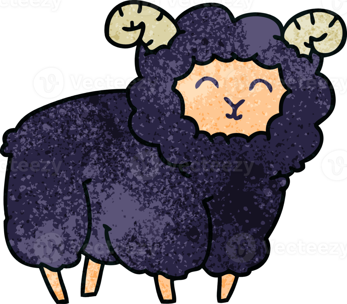 quirky hand drawn cartoon ram png