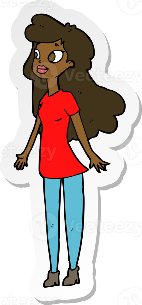 sticker of a cartoon pretty girl png