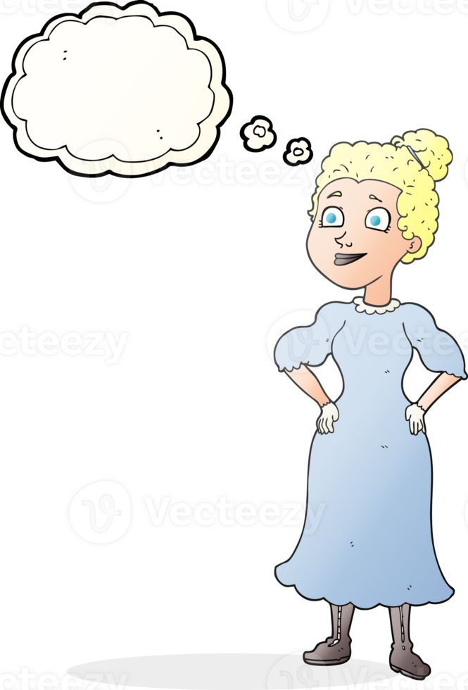 thought bubble cartoon victorian woman in dress png