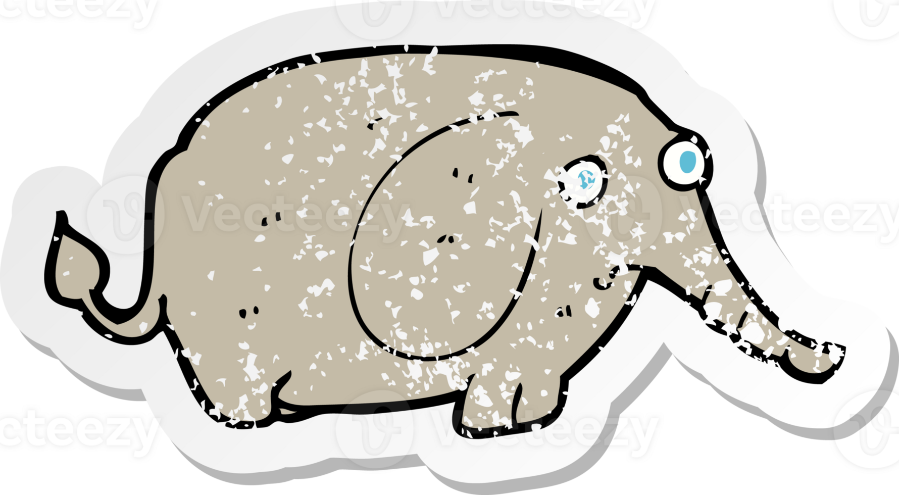 retro distressed sticker of a cartoon sad little elephant png