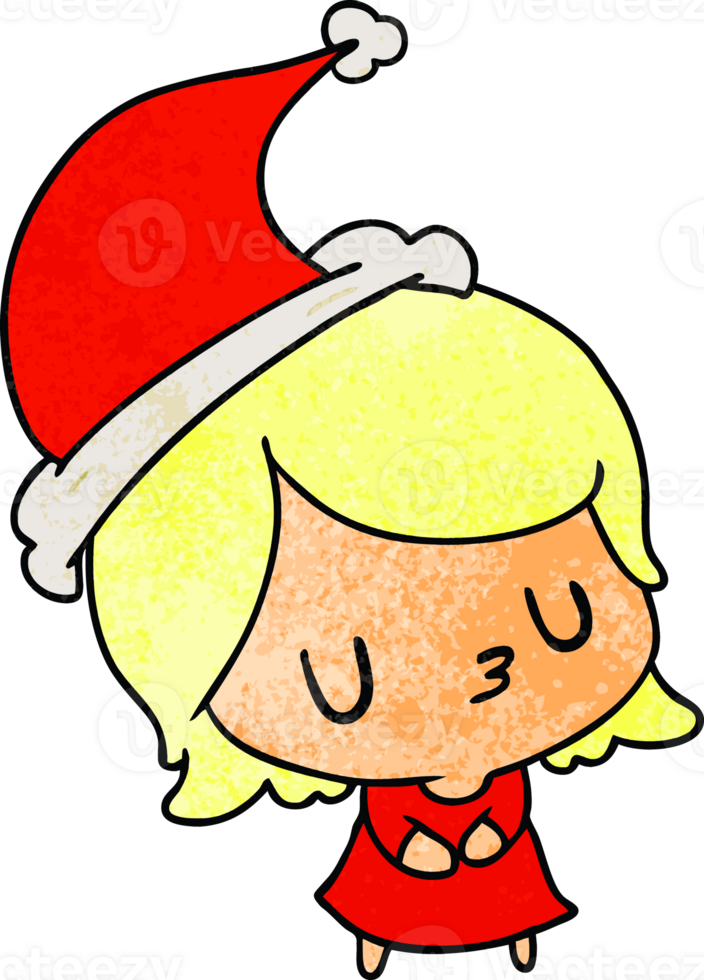 christmas textured cartoon of kawaii girl png