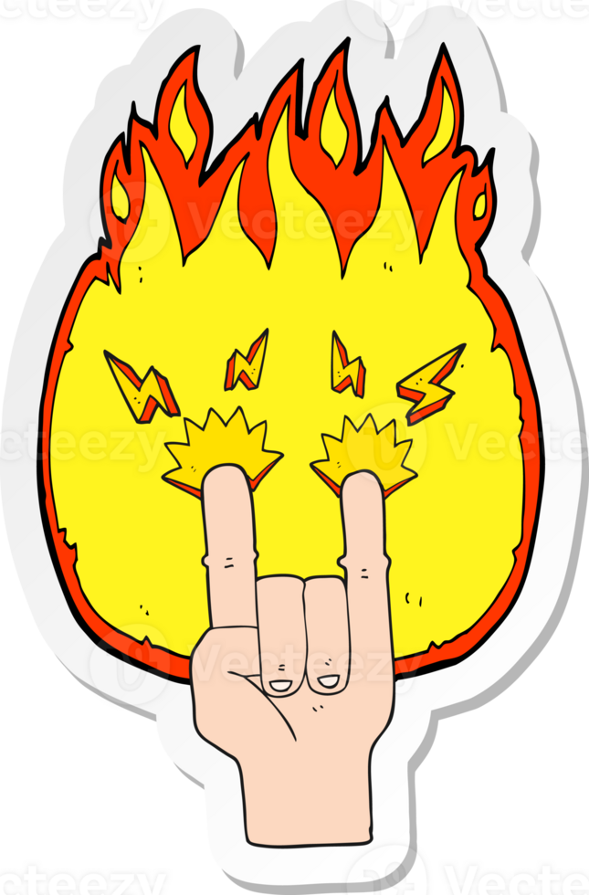 sticker of a cartoon hand making rock symbol png